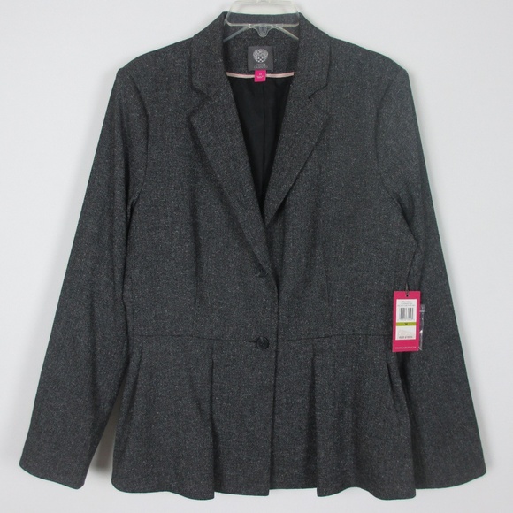 Vince Camuto Jackets & Blazers - Vince Camuto Womens Tweed Peplum Blazer Sz 14 Gray